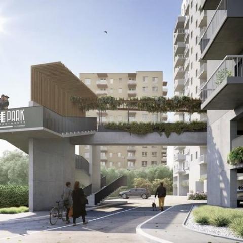 View of the green balconies