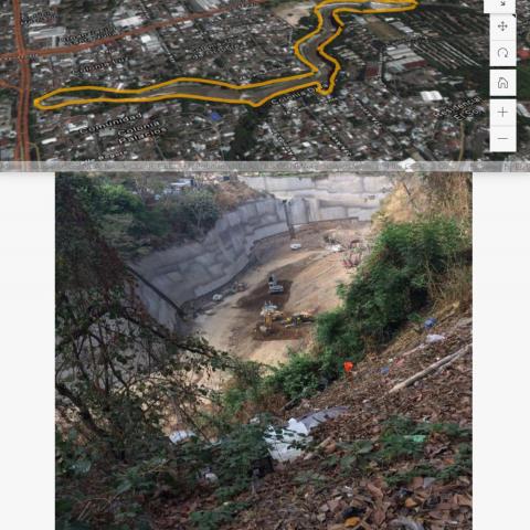 Construction of storm-water detention pond in the Colonia IVU