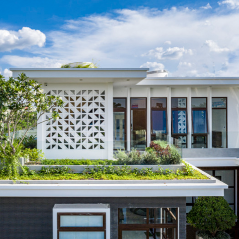 Balcony and roofgarden greenery on the villa