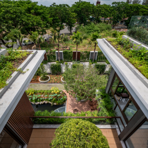 Roofgarden and greened balconies