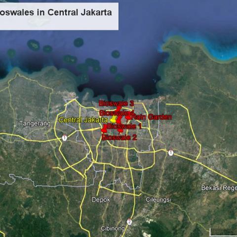 5 Project Locations in Central Jakarta with surrounding context