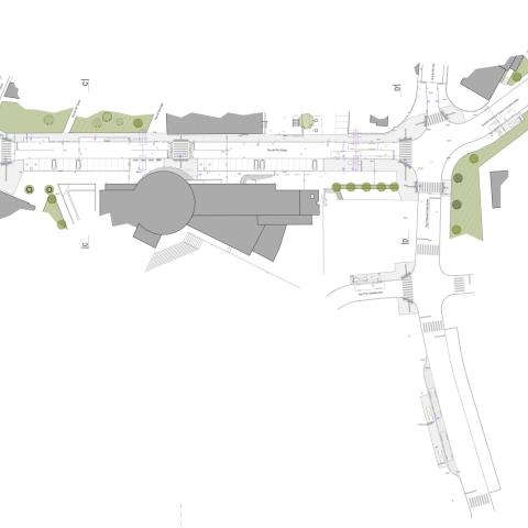 The image shows the planned interventions in the streets.