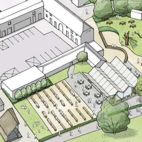 New ‘hub zone’ to include a Café building and a multi-use events space and stage