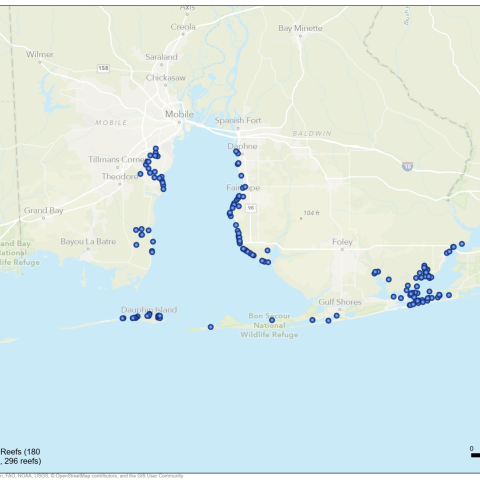 Installed reef locations